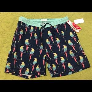 Public Record Parrot Patterned Swim Trunks. NWT. Size XL.
